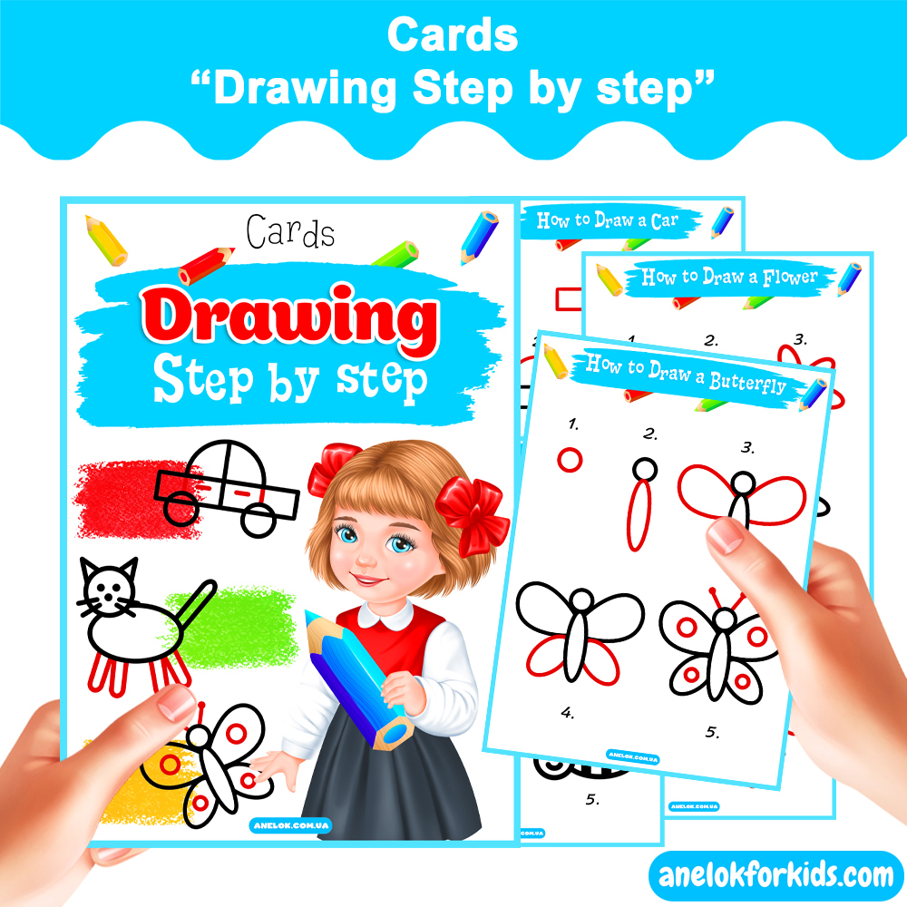 Cards Drawing Step by Step – Directed Drawing Worksheets for Kids